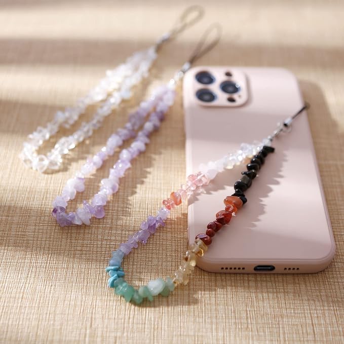 Phone Charms Chain Strap CelllPhone Lanyard Wrist Strap Natural Gem Stone Charms for Phone Women Girls(3) - Image 3