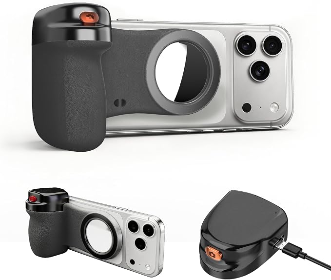Magnetic Phone Camera Grip, Shutter Grip Handle Holder for iPhone/Android with Detachable Wireless Shutter Remote and Convenient Keychain Hook - Image 8
