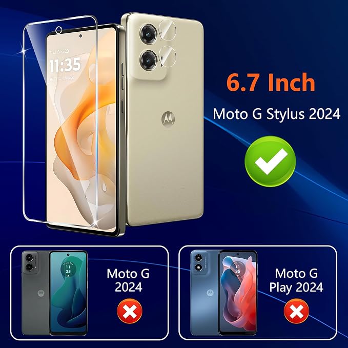 (3+2 Pack) Designed for Motorola Moto G Stylus 5G 2024 Tempered Glass Screen Protector + Camera Lens Protector,[3D Touch][Bubble-Free][Anti-Scratch] Screen Protector Glass For Motorola G Stylus 2024 - Image 2
