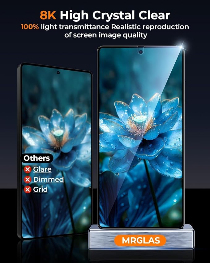 MRGLAS 2 Packs for Samsung Galaxy S25 Edge Screen Protector 6.7'' | With 2 Packs Camera Lens Protector [Auto-Dust Removal] [100% Fingerprint Unlock] HD 9H Tempered Glass 10X Military Protection - Image 6