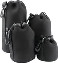 4pcs Camera Lens Bag,4 Sizes Protective Camera Lens Pouch Set with Drawstring Design,Soft Plush Neoprene Bag,Compatible with Canon, Nikon, Sony, Pentax, Olympus (Small, Medium, Large, X Large) by Unknown