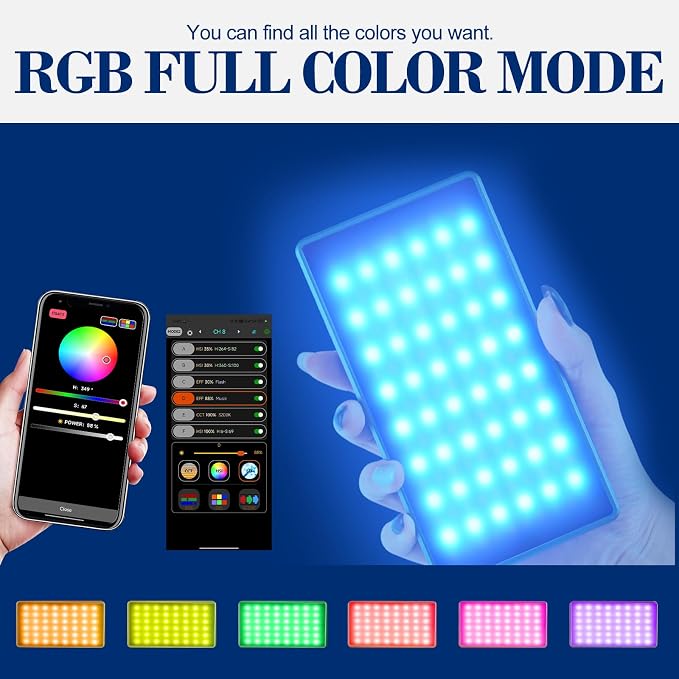 NA225 RGB LED Selfie Light Video Light 10w 225 LEDs 2800K-9900K CRI97+ App Control 4000mAh Rechargeable Clip On Light for Phone Camera Laptop Makeup Vlog Conference - Image 6