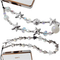 Beaded Camera Wrist Strap,Cute Phone Charm Decor,Pearl Bracelet Wrist Strap | Phone Keychain Decoration for Wallet,Durable Nylon Rope Lanyard,Compatible with all Phone Case,Silver Star by CMVFYL