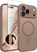 CAPRARO for iPhone 17 Pro Max Case, Compatible with MagSafe Brown | Upgraded [Full Camera Protection] Protective Translucent Matte Women Girl Magnetic Phone Case Cover, Brown by CAPRARO
