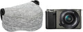Neoprene Camera Sleeve Case for Sony ZV-E10 II +16-50mm Kit Lens LX100 II | 6mm thick Neoprene, for Sony a6100/a6400 +16-50mm Lens, G1X Mark III. Anti Scratch. Touch-fastening flap. without strap by KIWIFOTOS