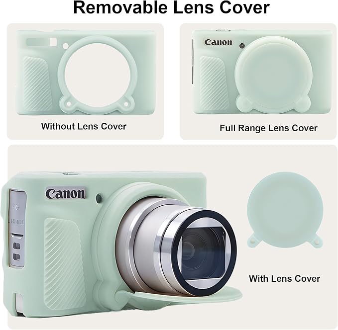BOVKE Silicone Camera Case for Canon PowerShot SX740 / SX730 Digital Camera, SX740 HS Soft Protective Case Cover Rubber Camera Slim Fit Sleeve with Removable Lens Cover, Jelly Green - Image 5