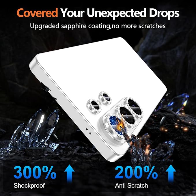 for Samsung Galaxy S26 Ultra Camera Lens Protector, Individual Metal Ring Tempered Glass Lens Cover, [Strong Adsorption] Scratch Resistant Ultra-Thin HD Clear Lens Cover, 1 Set-Slivery Diamond - Image 5