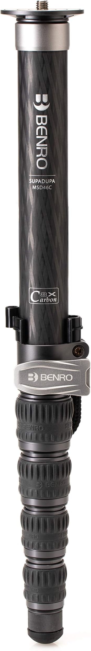 Benro Carbon Fiber Monopod – 6-Section Lightweight Travel Monopod with Twist Locks, Folding Base, Quick Height Adjustment, and High Load Capacity for DSLR, Mirrorless & Video Cameras (MSD46C) | High Load Capacity for DSLR, Video Cameras (MSD46C), Foldi... by Benro