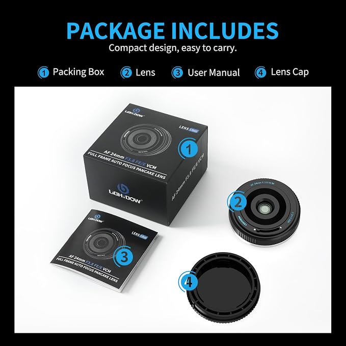 FE/E 24mm f3.8 Pancake Lens-AF Wide Angle Lens Compatible with Sony a7 IV/a7 III/ZV-E10/a7R V/a7C II/a7R IV/a7S III/a1/a9/a6500/a6600/a6700/a7 II/-Auto Focus Lens(FE/E Mount) - Image 8