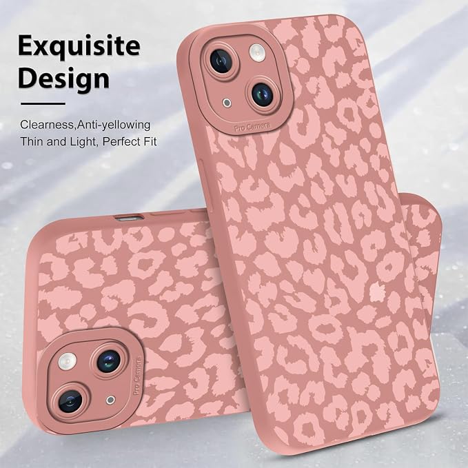 Cute Pink Cheetah Print Phone Case for iPhone 14 Plus 6.7" | Aesthetic Leopard Pattern Design Cover Full Camera Lens Protective Shockproof Soft Slim TPU Funda for Women Girls - Image 4