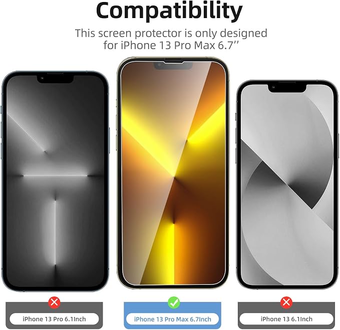 NEW'C 3x for iPhone 13 Pro Max Screen Protector (6.7 inches)+ 3x Camera Lens Protector, Sensor Protection + Dust Plug - Case Friendly Tempered Glass Film, Ultra Resistant - Image 2