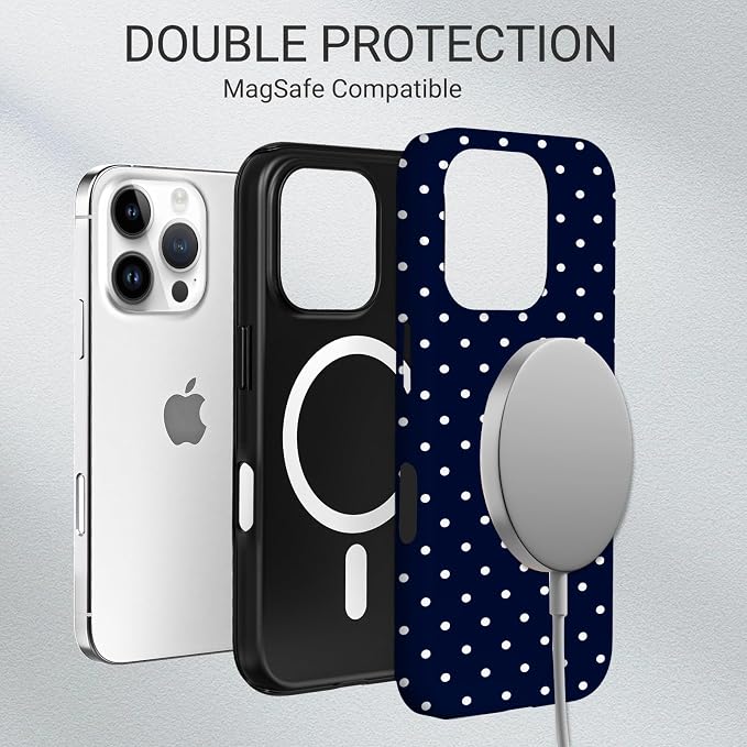 TPU Phone Case for iPhone 16 Pro Max, MagSafe Wireless Charging Compatible, Shockproof Slim Fit Protective Cover with Anti-Yellowing & Raised Camera Protection (Polka dot 7, iPhone 16 Pro Max) - Image 6