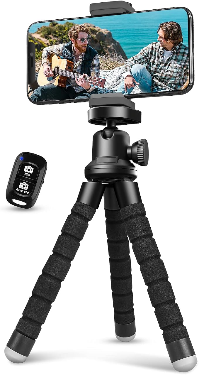 Aureday Phone Tripod, Flexible Tripod for iPhone and Android Cell Phone, Come with Wireless Remote and Clip for Video Recording/Vlogging/Selfie by Aureday