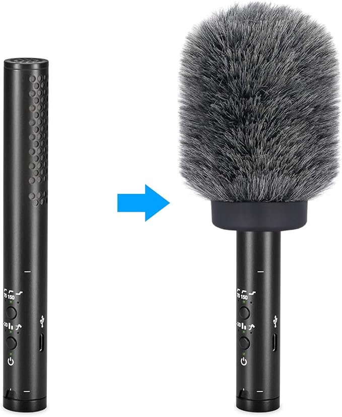 YOUSHARES NTG Furry Microphone Wind Shield - Windscreen/Windmuff for Rode VideoMic NTG and Microphones with Maximum Slot Length of 100mm (3.9") and Diameter of 18-24mm （Shag, Gray） - Image 5