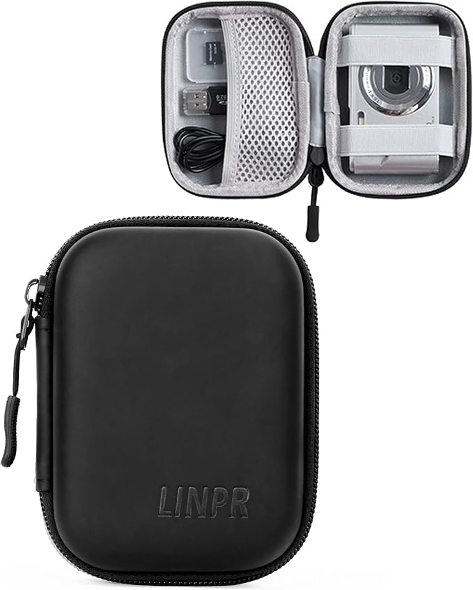 Digital Camera Case for KODAK PIXPRO FZ55/FZ45,Case Only, Matte Black | Fits CAMKORY DC403 and Canon PowerShot ELPH 360 HS Compact Digital Cameras, Small Hard Shell Camera Pouch with Mesh Pocket by Linpr