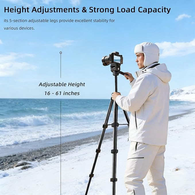 Travel Camera Tripod, Lightweight Stand for Canon, Spotting Scopes | Portable Phone Stand with Wireless Remote and Carry Bag, Max Load 11lb, Compatible with Canon EOS Rebel, DSLR, iPhone, Nikon - Image 3