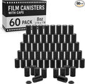 Film Canisters With Caps, Coin Storage, 35mm Case, Black, 8oz, 60 Pack | Houseables Film Canisters, Container With Lids, Cannisters for Rockets, Empty Camera Reel Holder, Bottles, Plastic 2"x1" by Houseables