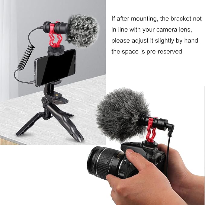 Shockmount for External Video Mic LUORNG 2PCS On Camera Microphone Shock Mount Holder Bracket with 1/4in Cold Shoe for RODE VideoMicro,MM1,VXR10,MCM-1,M80 Mini Cardioid Shotgun Microphone - Image 4