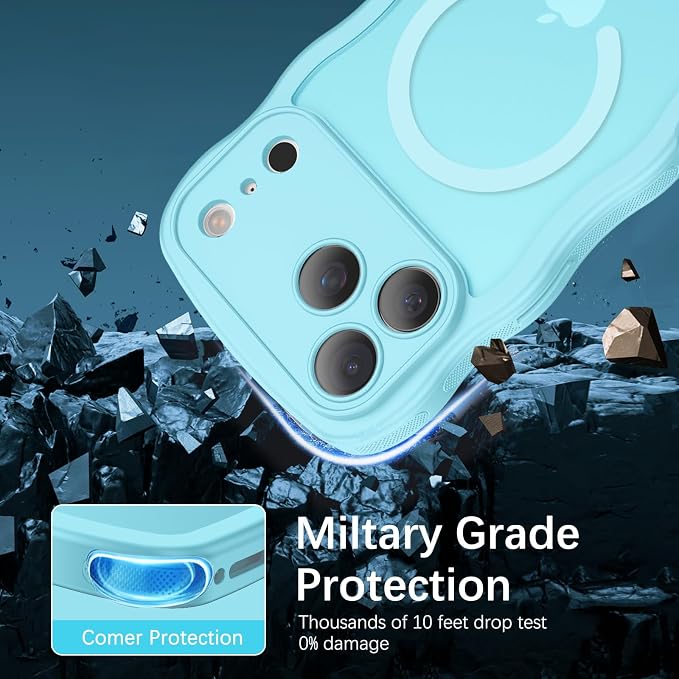 BENTOBEN Magnetic for iPhone 17 Pro Case, Cute Wavy Full Camera Protection [Compatible with MagSafe] Matte Anti-Slip Bumper Women Girls Boys Protective Cover for 17 Pro 6.3", Sky Blue - Image 4