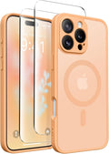 CAPRARO for iPhone 16 Pro Max Case, Compatible with MagSafe | Upgraded [Full Camera Protection] Protective Translucent Matte Women Girl Magnetic Phone Case Cover, Light Orange by CAPRARO