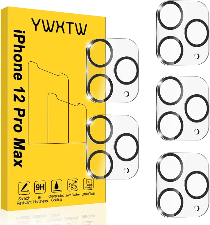 YWXTW [5 Pack Camera Lens Protector Compatible with iPhone 12 Pro Max 6.7" Tempered Glass, [Night Shooting Mode] Case Friendly, High Definition by YWXTW