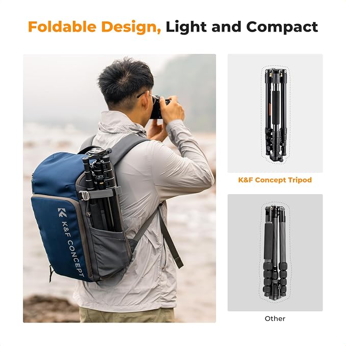 K&F CONCEPT 72" Aluminum Tripod for Camera | Remote & Extra QR Plate, Tripod Monopod for DSLR/Phone, Lightweight Foldable Travel Tripod, TM2324 - Image 7