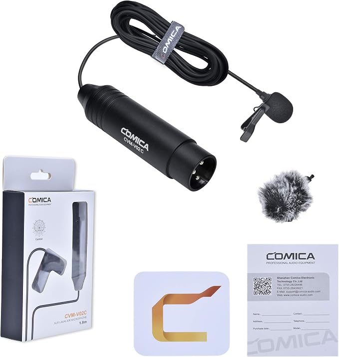 COMICA V02C Cardioid XLR Lavalier Microphone for Camcorder, Zoom Recorder | 48V Phantom Power, with Windmuff, 5.9ft Silicone Cable, XLR Lapel Mic for Interviews, Vlogging, and Studio Mixers - Image 7