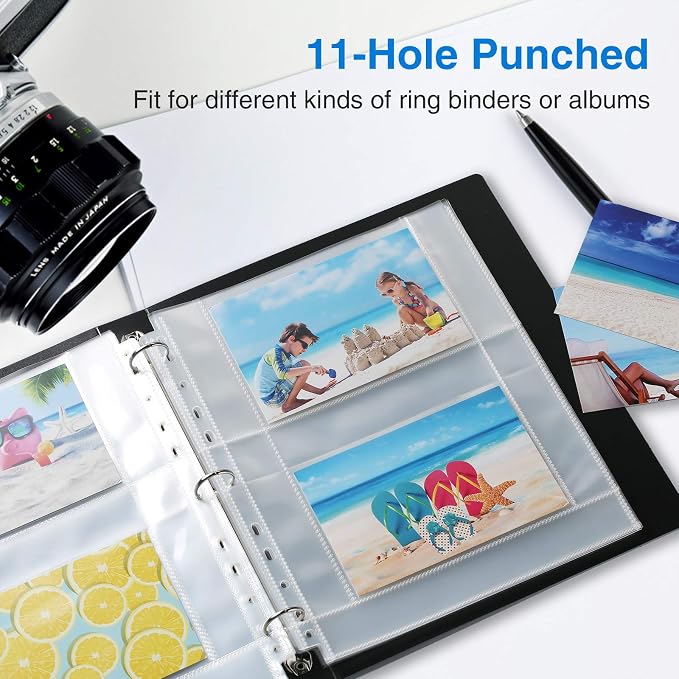 Sooez 30 Pack 4x6 Photo Sleeves for 3 Ring Binder, Hold 120 Pictures | Heavy Duty Plastic Binder Sleeves, Photo Album Refill Pages, Acid Free Archival Page Protector, Binder Inserts for Postcard - Image 3