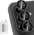 for Samsung Galaxy A37/A57 Camera Lens Protector, Individual Metal Ring Tempered Glass Lens Cover, [Strong Adsorption] Scratch Resistant Ultra-Thin HD Clear Lens Cover, 1 Set-Black Ring by Btscase