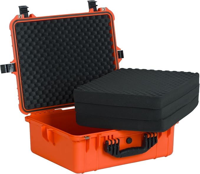MEIJIA All Weather IP67 Waterproof Hard Camera Case,Hard Protective Case,Hard Case with Customizable Foam,Fit Use of Drones,Camera,Equipments,Pistols(Orange,20.62 x16.85x8.11inches) - Image 2