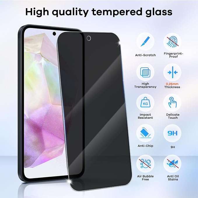 3+3 for Samsung Galaxy A35 5G Privacy Screen Protector Camera Protector | Tempered Glass Camera Lens Protector - Image 3