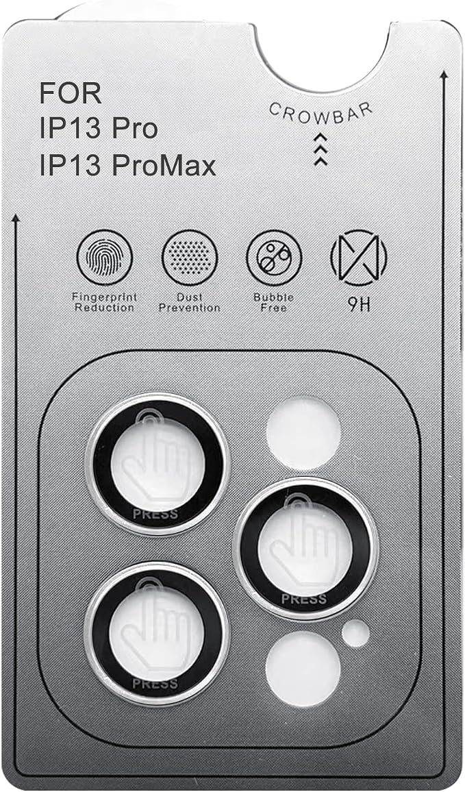 TENOC Camera Lens Protector for iPhone 13 Pro & 13 Pro Max, Silver | AR+AF, 9H Tempered Glass, Individual Metal Ring, Anti Glare, Fall Protection, Camera Screen Cover - Image 2