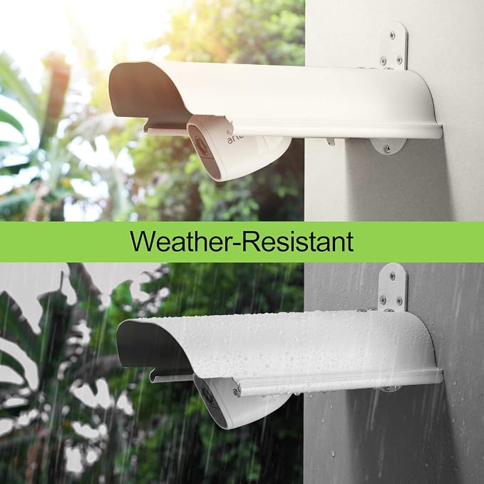 2 Pack Universal Sun Rain Shade Camera Cover Shield,Protective Roof for Outdoor Dome, Bullet Cameras,for Blink,Eufy,Arlo,WyzeCam,Nest,Ring,SimpliSafe,Kasa,Aluminum Alloy Material-White - Image 2