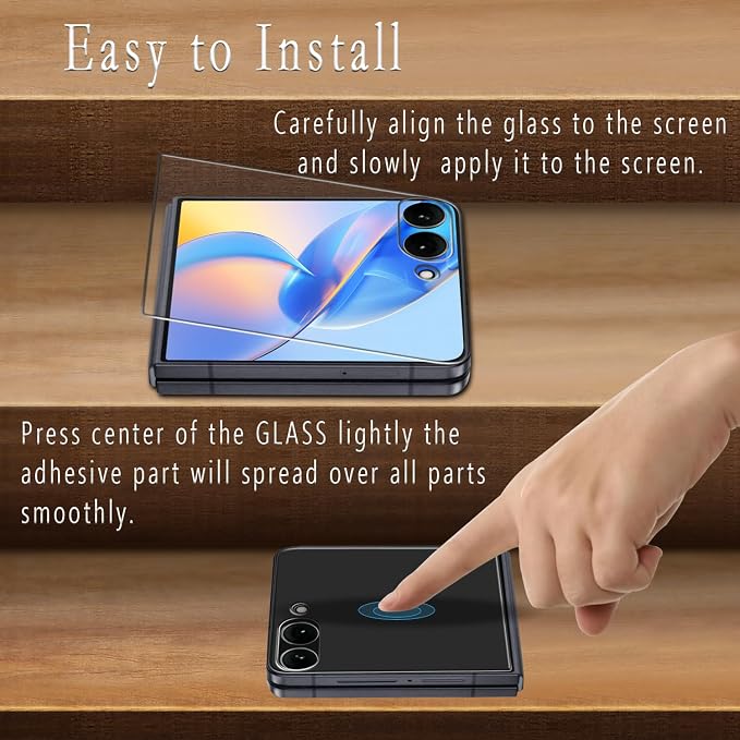 Screen Protector for Samsung Galaxy Z Flip 8 Tempered Glass | with Camera Lens Protector, Anti Scratch, Bubble Free, Case Friendly, 2+2 Pack - Image 3