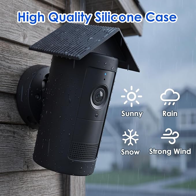 Silicone Protective Cover Case compatible with Ring Outdoor Cam Plus, Anti-Scratch & Glare, UV-Resistant, Weatherproof Protective Skin for Full Protection (Black) - Image 7