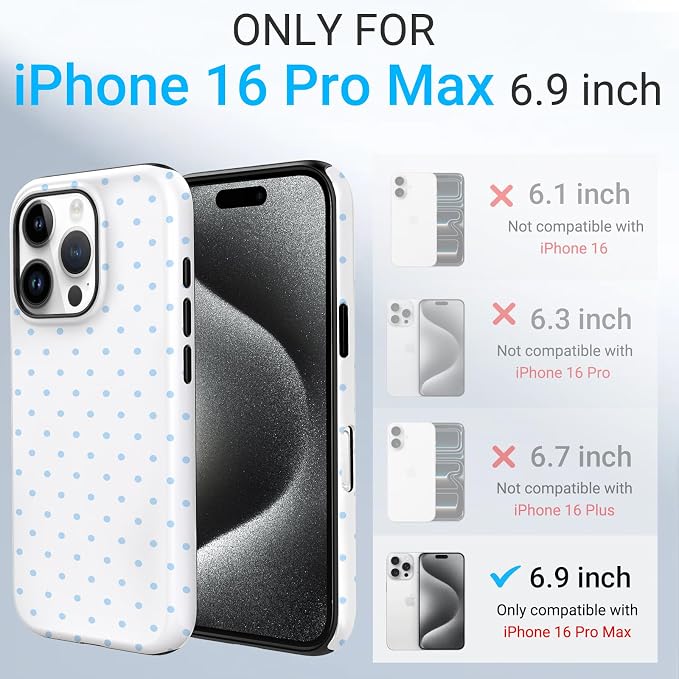 TPU Phone Case for iPhone 16 Pro Max, MagSafe Wireless Charging Compatible, Shockproof Slim Fit Protective Cover with Anti-Yellowing & Raised Camera Protection (Polka dot 3, iPhone 16 Pro Max) - Image 2