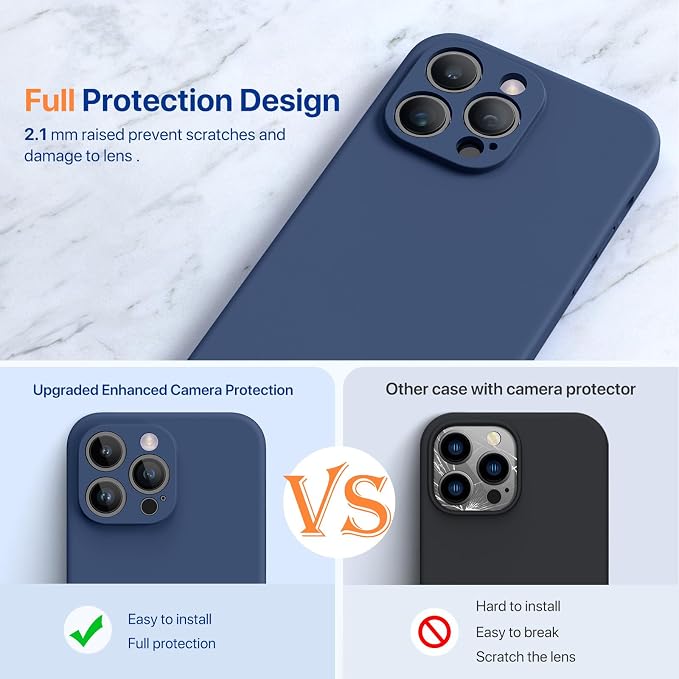 miracase Designed for iPhone 14 Pro Case, [Upgraded Camera Protection], Shockproof Liquid Silicone Rubber Phone Case Cover for 14 Pro 6.1 inch, Dark Blue - Image 6