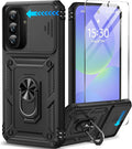 Taisairu for Samsung Galaxy A37 Case/A36 Case with Screen Protector & Slide Camera Lens Cover, Built-in Ring Stand Shockproof Protective Case for Samsung A37 5G Case/Samsung A36 5G Case (Black) by Taisairu