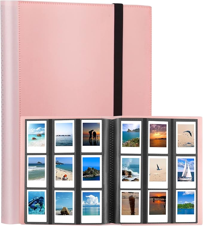 432 Pockets 2x3 Inch Photo Album for Polaroid & Instax Mini Pictures, Pink | Large Capacity, Acid-Free Black Pages, Durable Hard Cover, Elastic Band Closure for Secure Storage Everyday Instant Photos by VEICEVOL