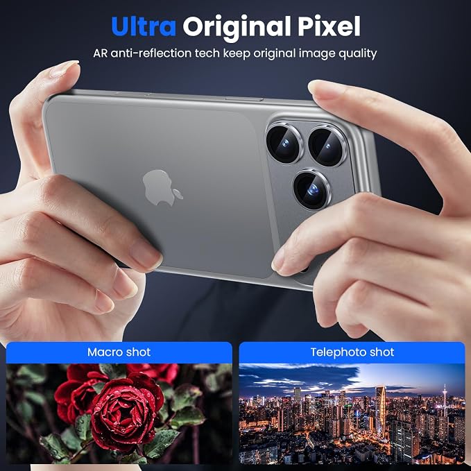 WSKEN for iPhone 17 Pro Max Camera Lens Protector - Military Grade Design | Strong Adhesion, Daily Shatterproof, Metal Aluminum Alloy Tempered Glass Camera Screen Protector, Grey - Image 2