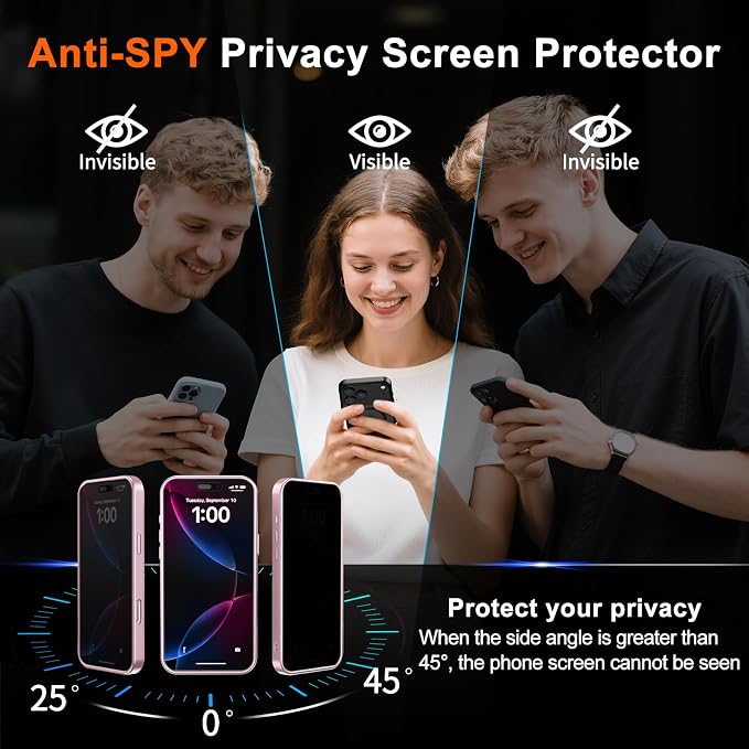 Magnetic for iPhone 17 Pro Case with Privacy Screen Protector, Pink | Full Camera Protection, Compatible with MagSafe, Translucent Matte Shockproof Phone Cover for iPhone 17 Pro Women Girls - Image 7