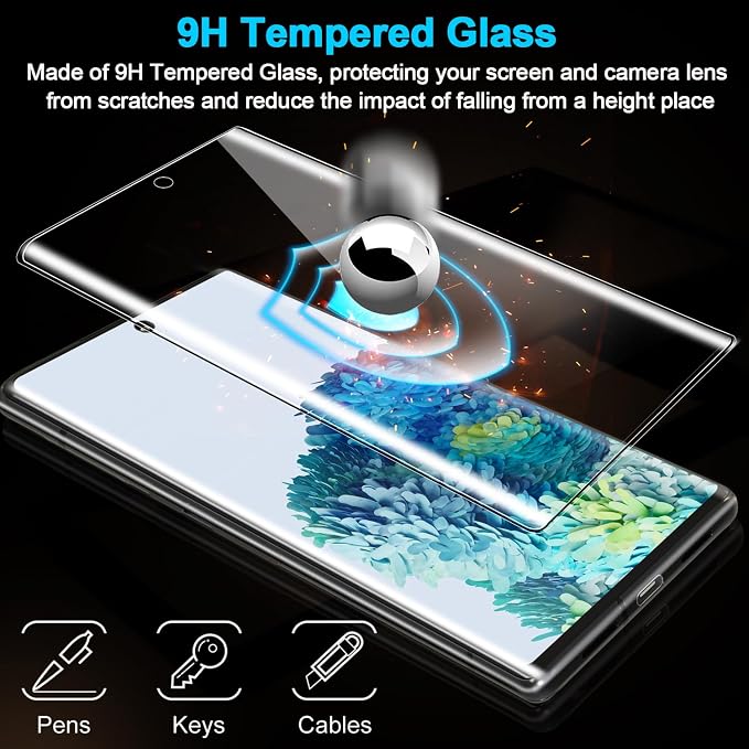 3 Pack Galaxy S20 Screen Protector, HD Clear Tempered Glass, Fingerprint Unlock, 3D Curved, Scratch Resistant, No Bubble for Samsung Galaxy S20 5G Glass Screen Protector - Image 4