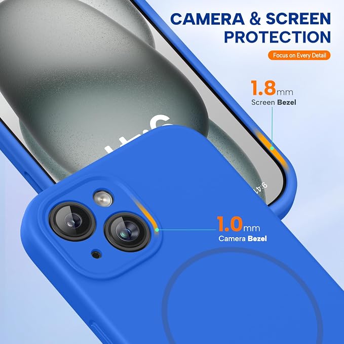 Miracase Silicone & Magnetic for iPhone 15 Case, Mediterranean Blue | Compatible with MagSafe, Soft Microfiber Lining, Premium Silicone Cover Shockproof Drop Protection Phone Case for 15 - Image 4