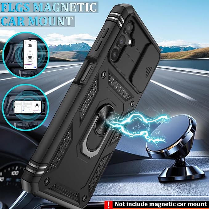 Gritup for Samsung Galaxy A13 5G Case with 2PCS Screen Protector, Build in 360° Rotating Ring Kickstand, Military Grade Protective Cover for A13 5G Phone, Black - Image 6