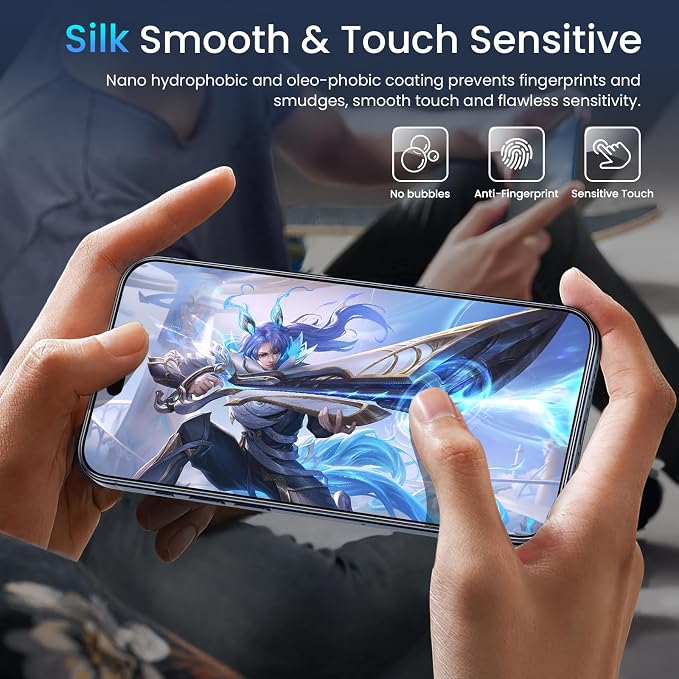 Fotbor [3+3 Pack for iPhone 15 Pro Screen Protector with Camera Lens Protector, Tempered Glass Shatterproof Easy Installation Frame, HD Clear Full Coverage iPhone 15 Pro Accessories 6.1 Inch - Image 5
