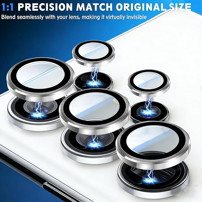 SiHPuoy 2Set Camera Lens Protector for Samsung Galaxy S26 Ultra, Silver | 9H+ Tempered Glass, Military Grade Shatterproof, Anti-Scratch,Case Friendly,HD Metal Camera Cover,Does not Affect Night Shots - Image 5