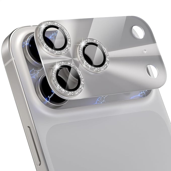 Choiche for iPhone 17 Pro Camera Lens Protector, Light-Black | Bling Metal Camera Cover with 9H Tempered Glass Lens Screen Protector Accessories, Strong Adsorption, Case-Friendly, 6.3-inch by Choiche