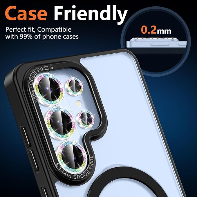 for Samsung Galaxy S26 Ultra Camera Lens Protector, Individual Metal Ring Tempered Glass Lens Cover, [Strong Adsorption] Scratch Resistant Ultra-Thin HD Clear Lens Cover,1 SetColorful Sparkly - Image 6