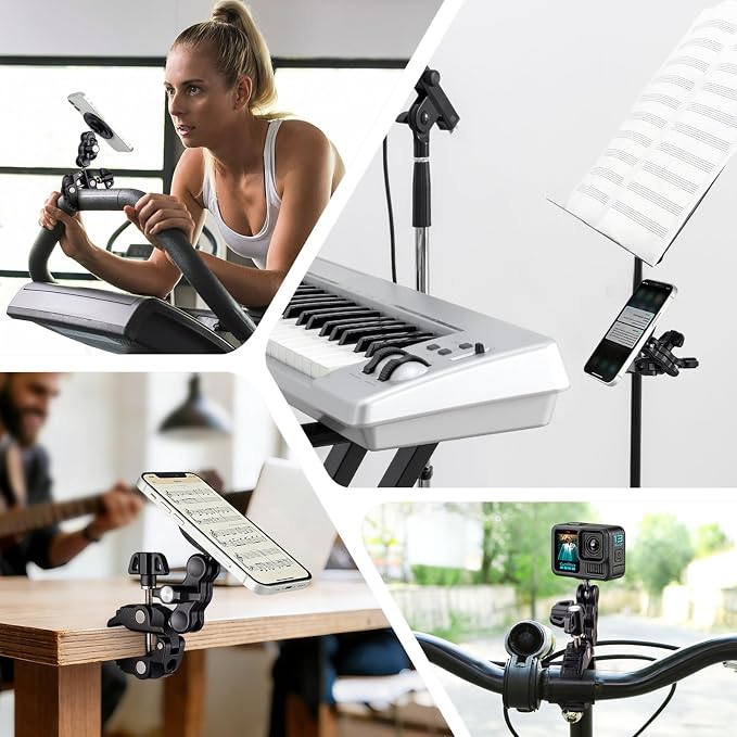 Magnetic Phone Holder for Mic Stand, 360° Rotatable Phone Mount with Clamp | All-Metal Clip Phones Mount for Microphone & Music Stands, Compatible with Magsafe & iPhone 17/16/15/14/13/12 - Image 3