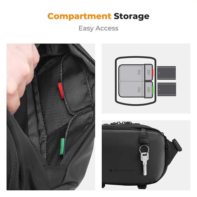 K&F CONCEPT Small Camera Sling Bag Everyday Shoulder Bag | Multifunction Photography Compact Crossbody DSLR Portable Bag, Compatible for Canon/Nikon/Sony, BS10 - Image 4